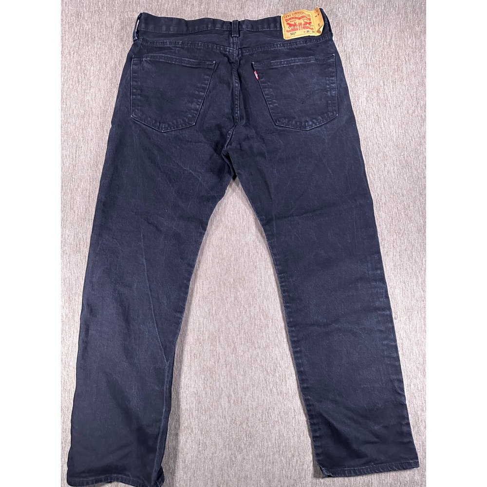 Levis 501 Original Fit Mens Black Straight Leg Button Fly Denim Jeans 36x30 - Picture 6 of 9